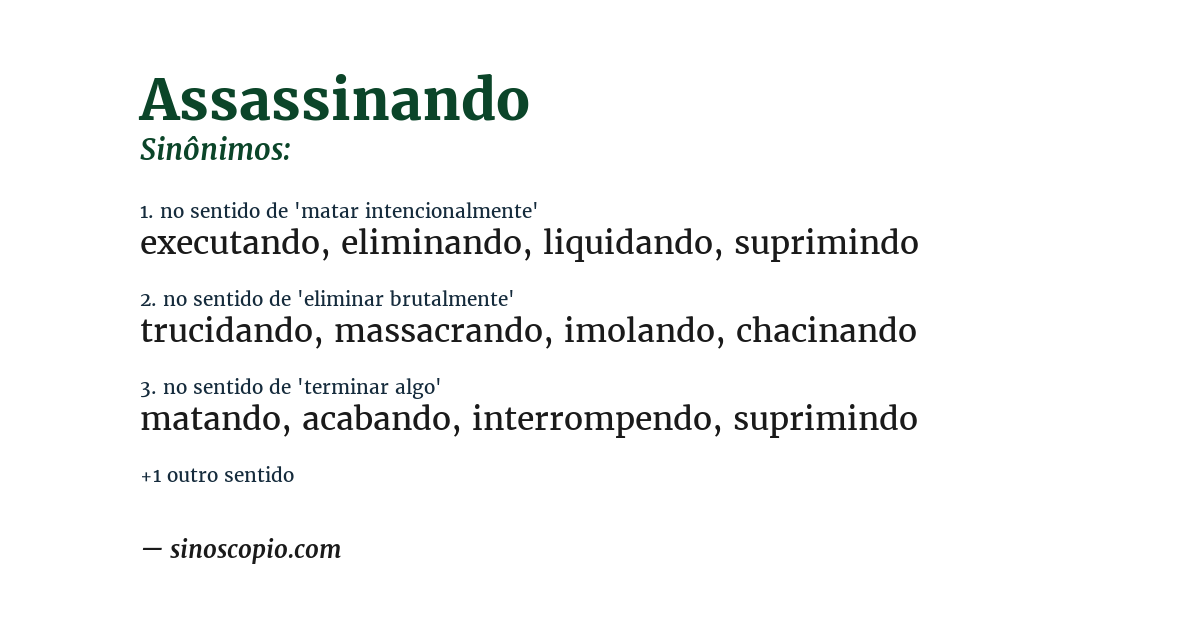 Sinônimo de assassinando