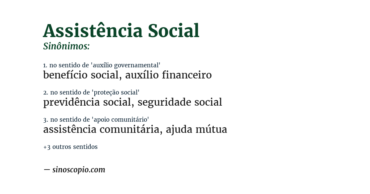 Sinônimo de assistência social
