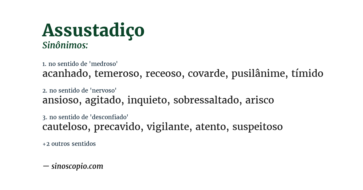 Sinônimo de assustadiço