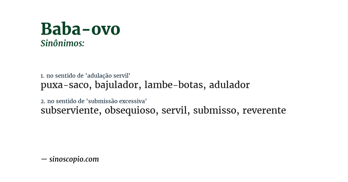 Sinônimo de baba-ovo
