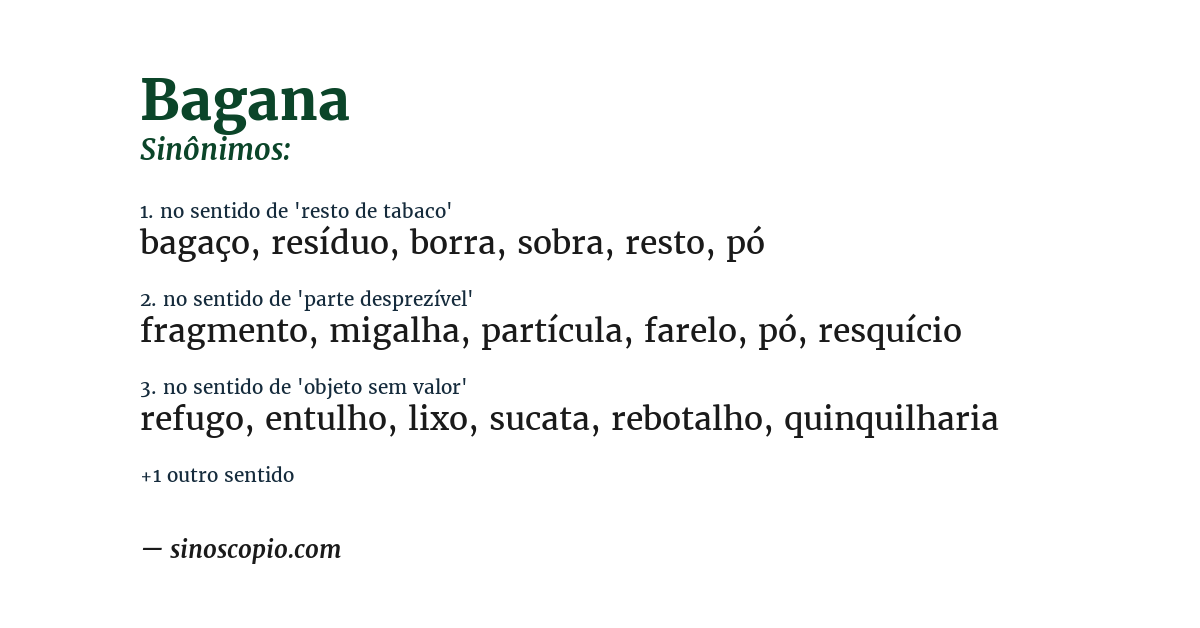 Sinônimo de bagana