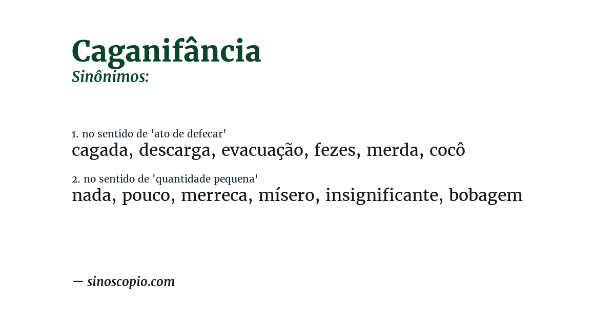 Sinônimo de caganifância