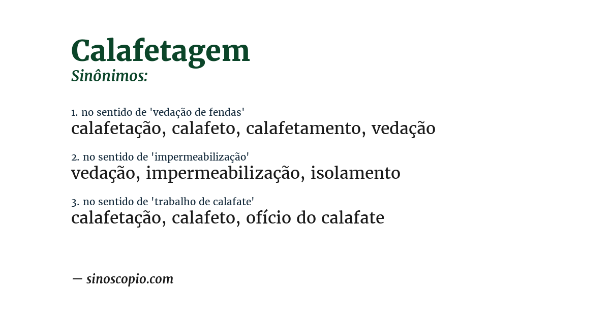 Sinônimo de calafetagem