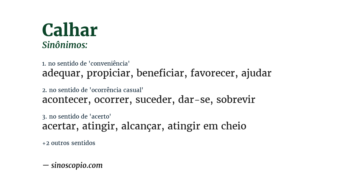 Sinônimo de calhar