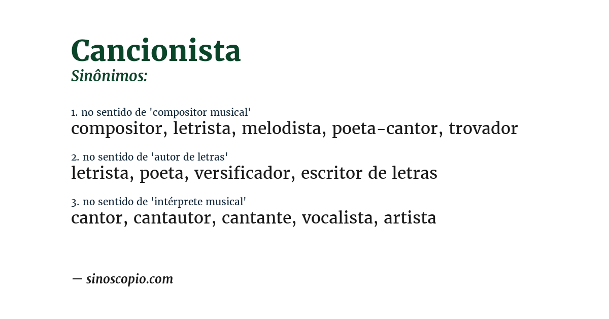 Sinônimo de cancionista