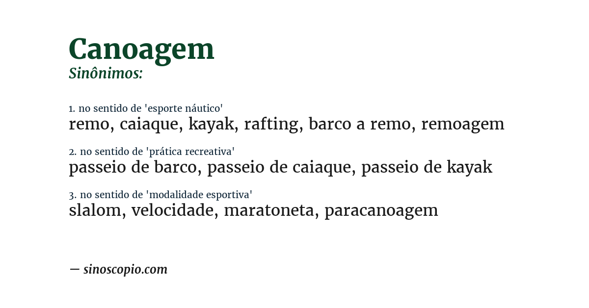 Sinônimo de canoagem