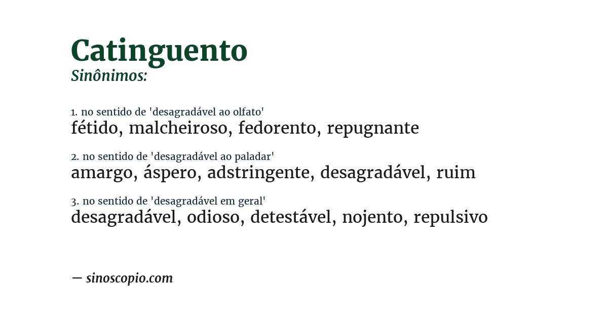 Sinônimo de catinguento