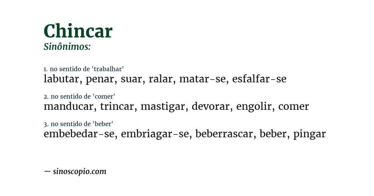 Sinônimo de chincar
