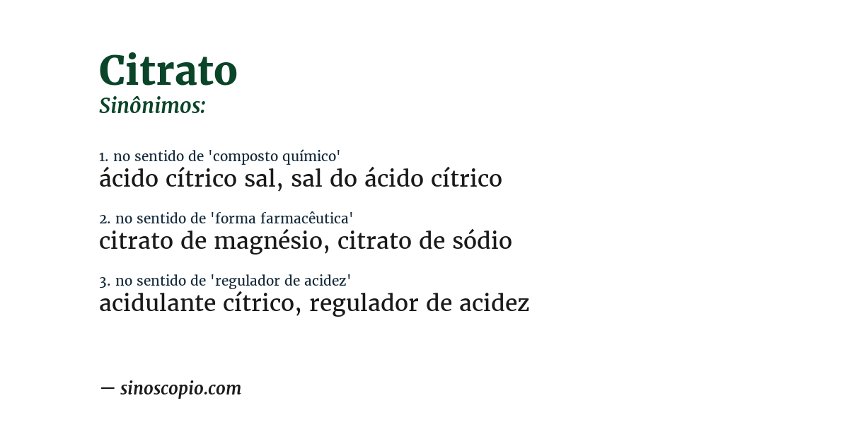 Sinônimo de citrato