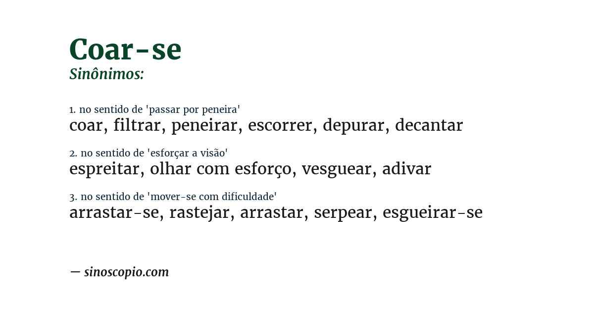 Sinônimo de coar-se