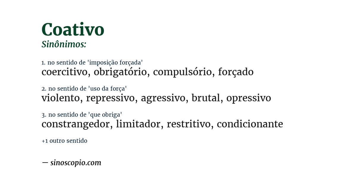 Sinônimo de coativo