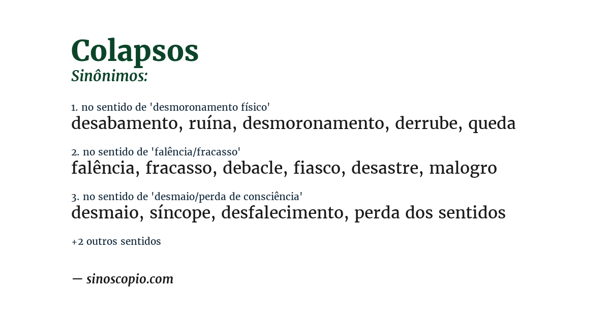 Sinônimo de colapsos