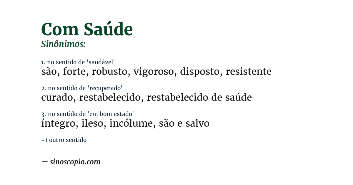 Sinônimo de com saúde