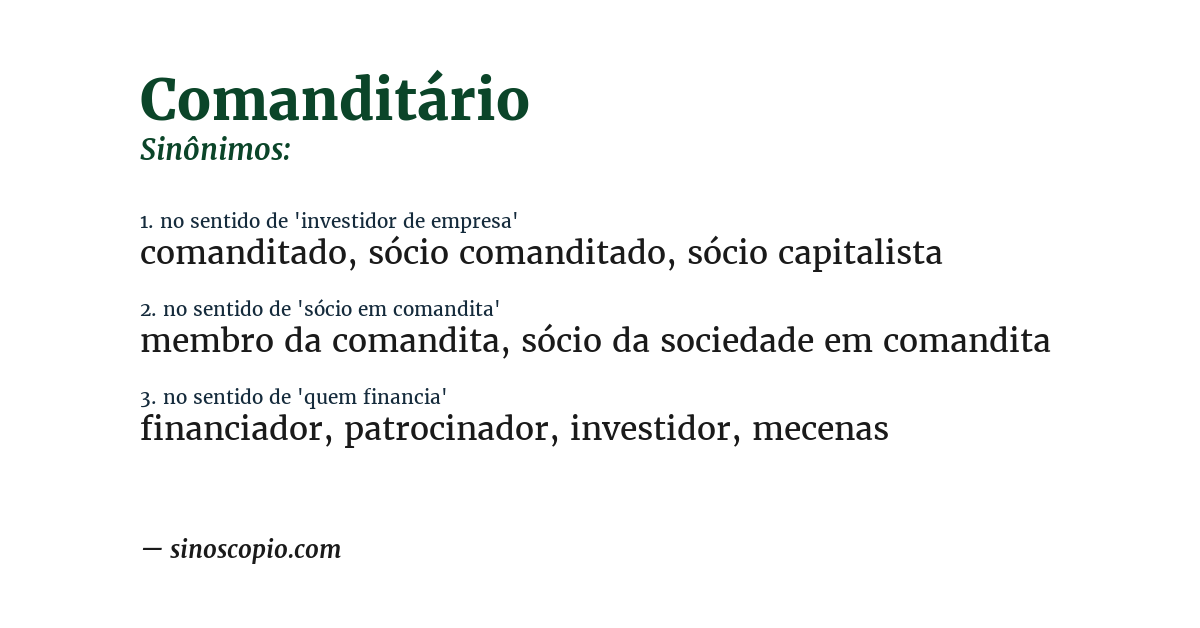 Sinônimo de comanditário