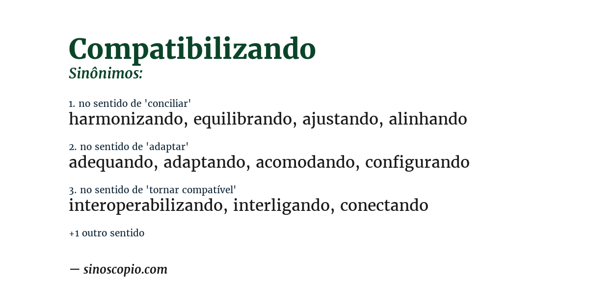 Sinônimo de compatibilizando