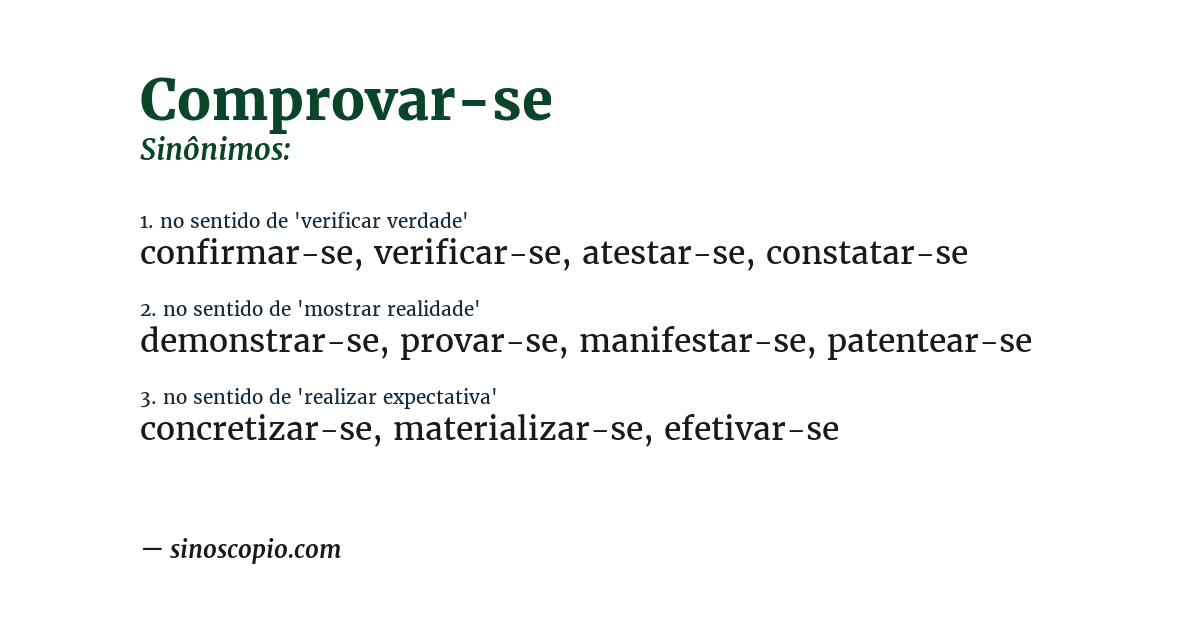 Sinônimo de comprovar-se