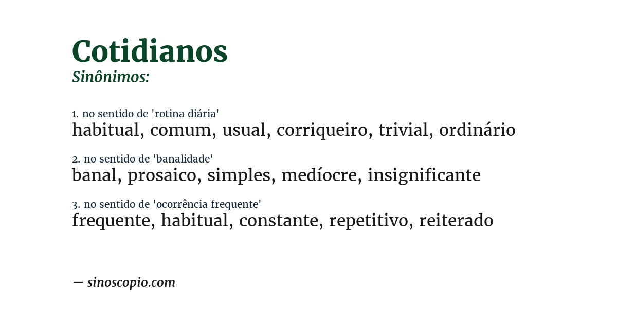 Sinônimo de cotidianos