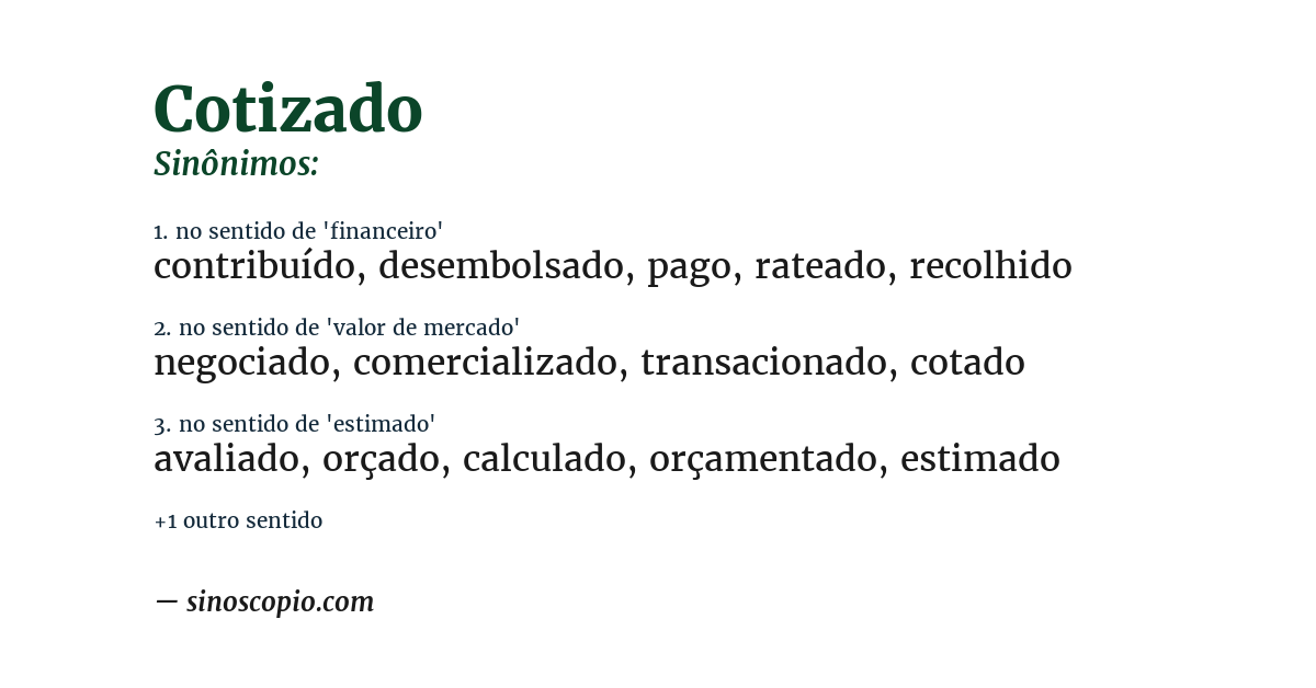 Sinônimo de cotizado