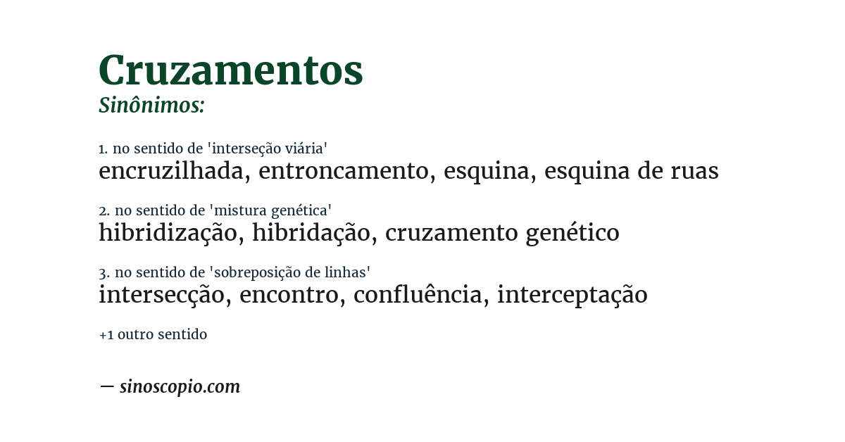 Sinônimo de cruzamentos