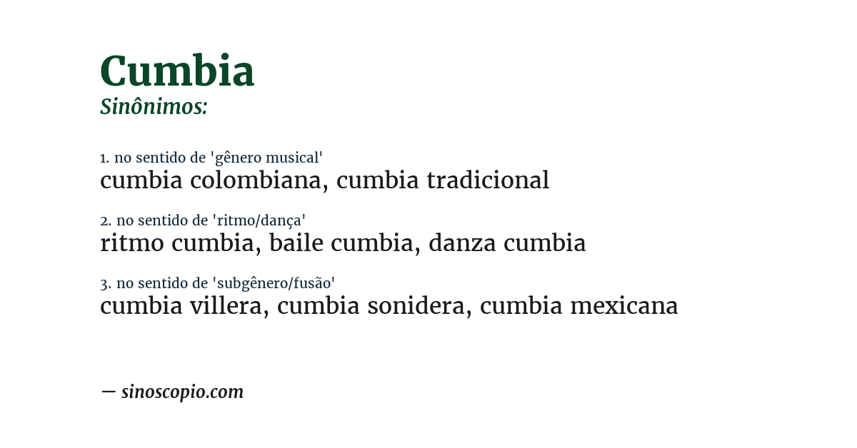 Sinônimo de cumbia