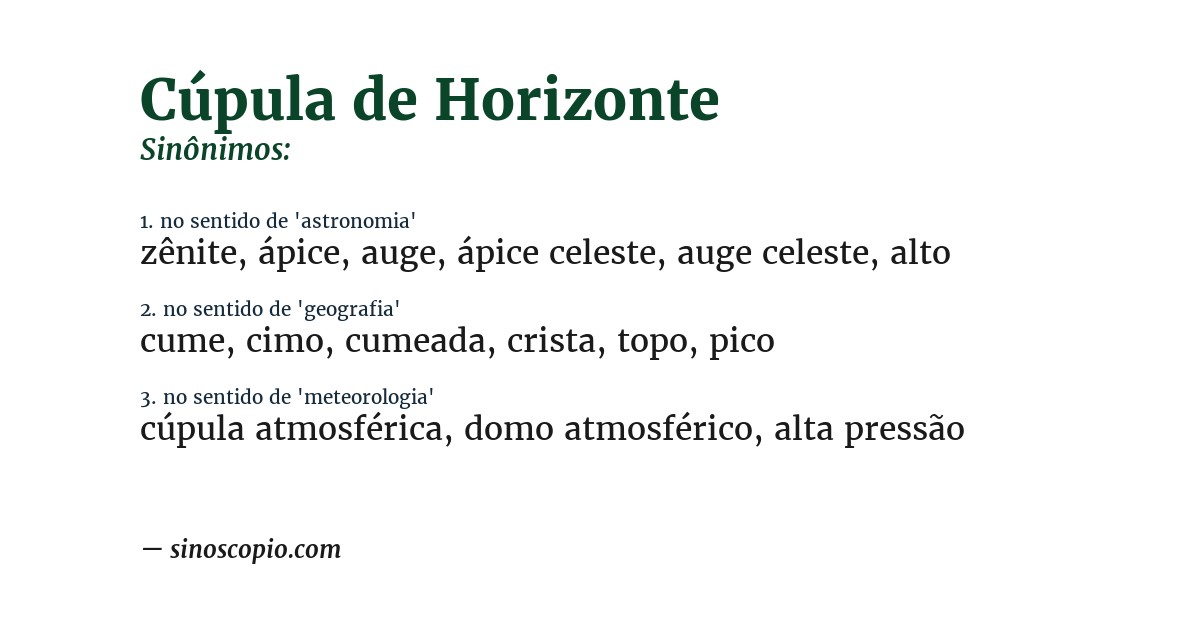 Sinônimo de cúpula de horizonte