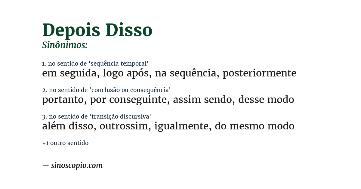Sinônimo de depois disso