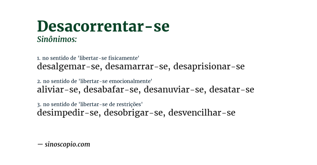 Sinônimo de desacorrentar-se