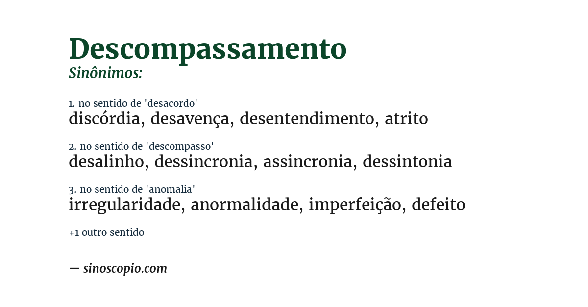 Sinônimo de descompassamento
