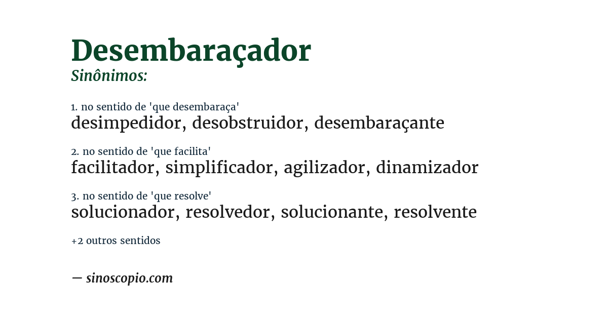 Sinônimo de desembaraçador