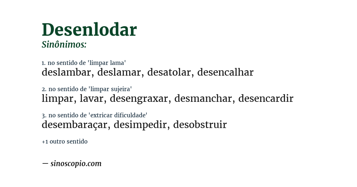 Sinônimo de desenlodar