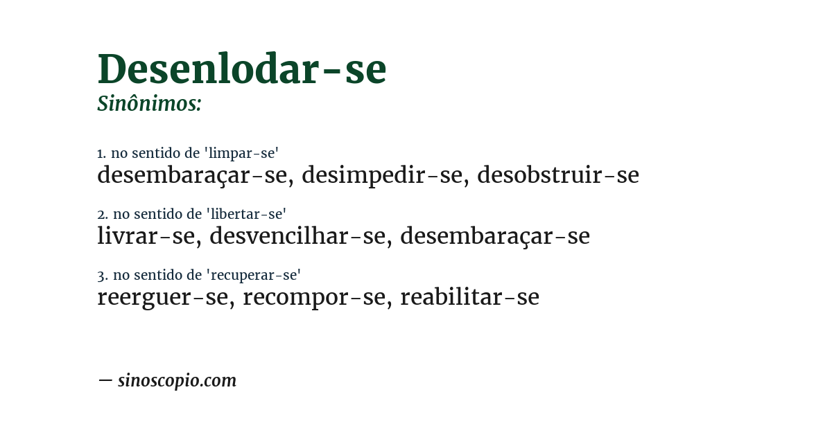 Sinônimo de desenlodar-se