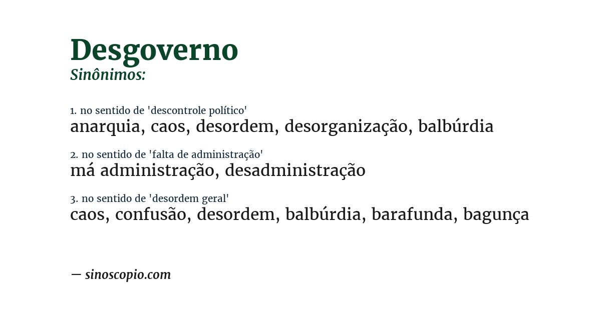 Sinônimo de desgoverno