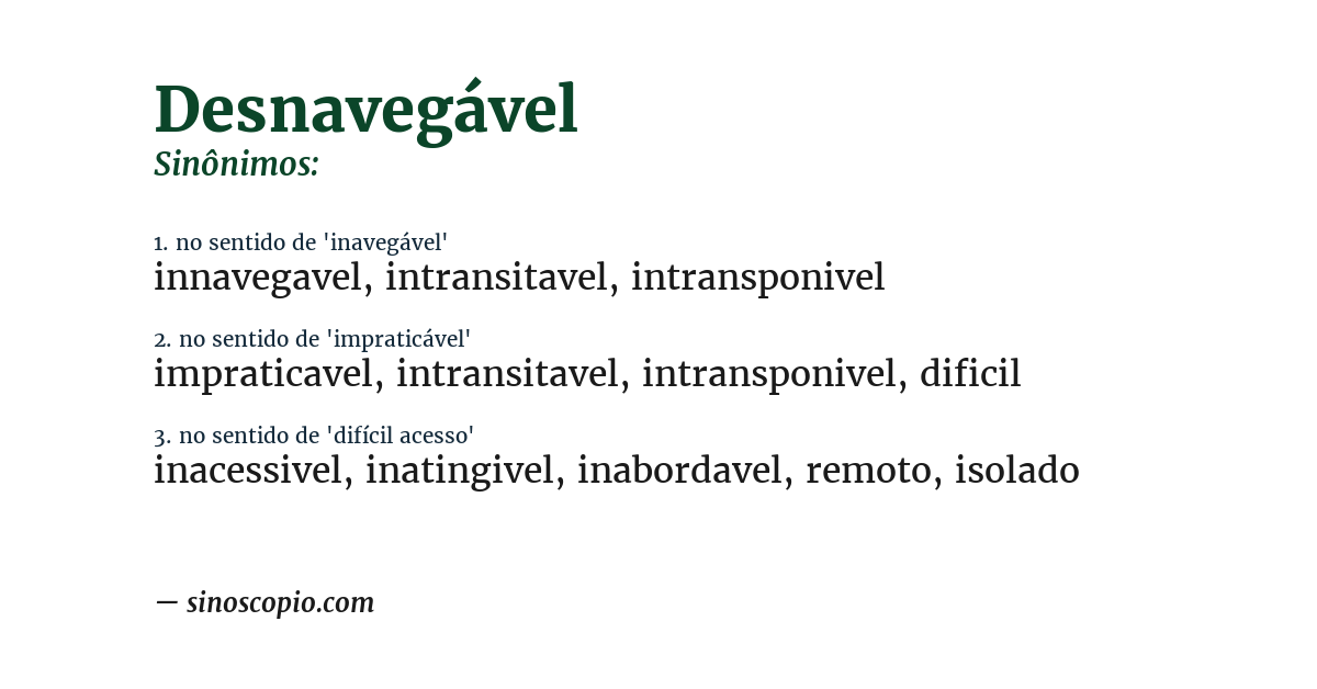 Sinônimo de desnavegável