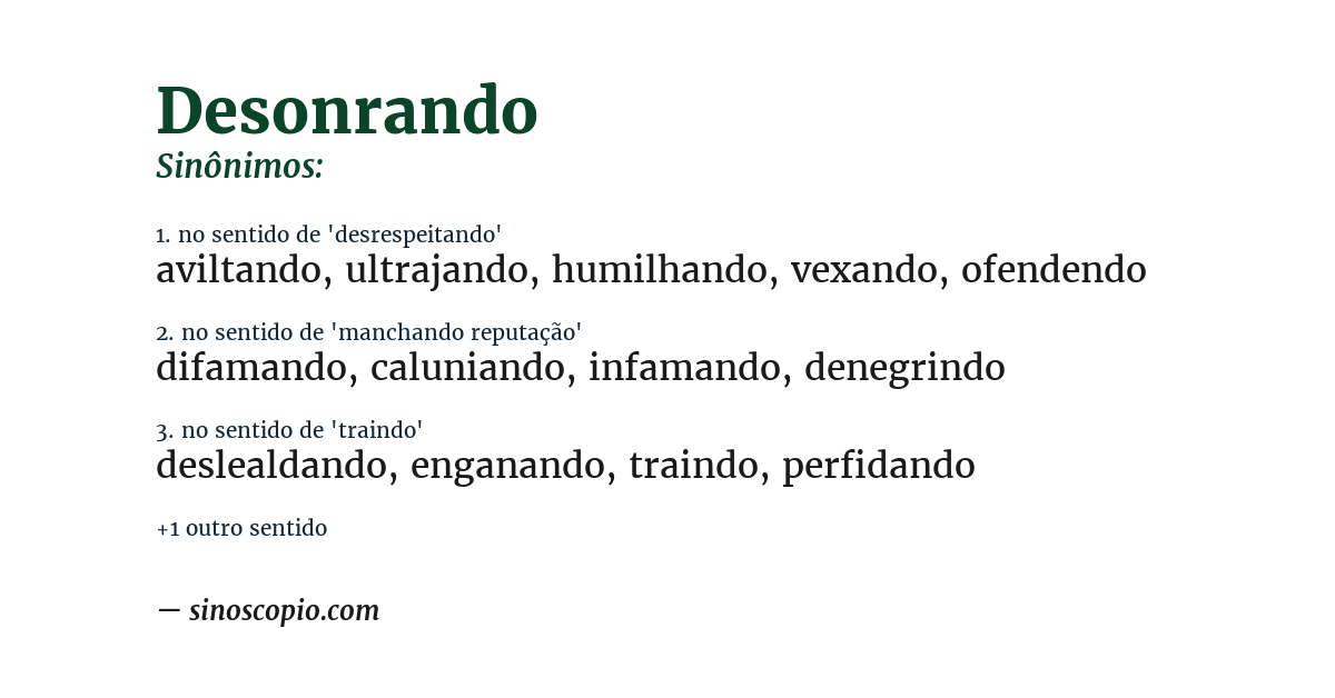Sinônimo de desonrando