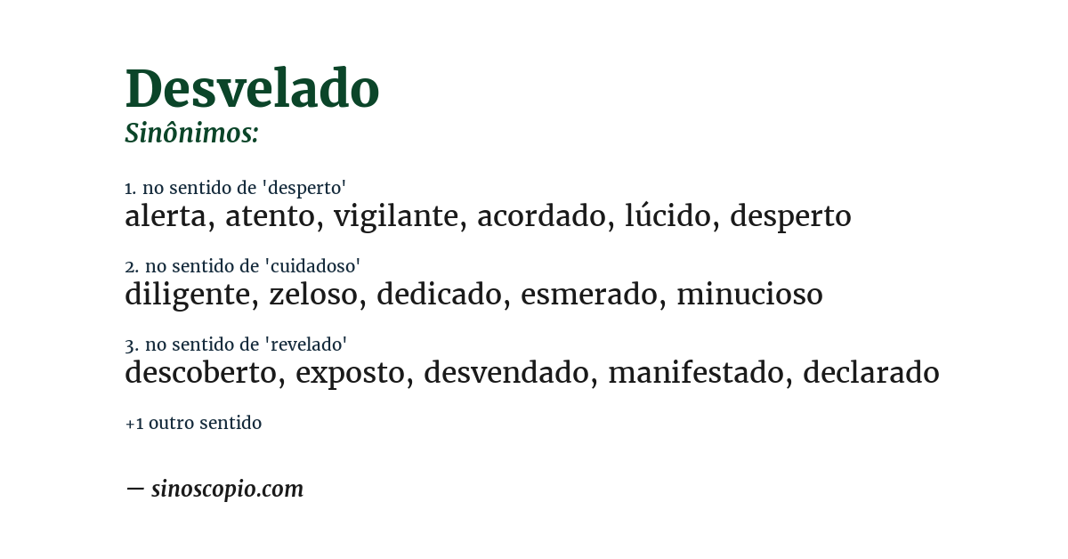 Sinônimo de desvelado