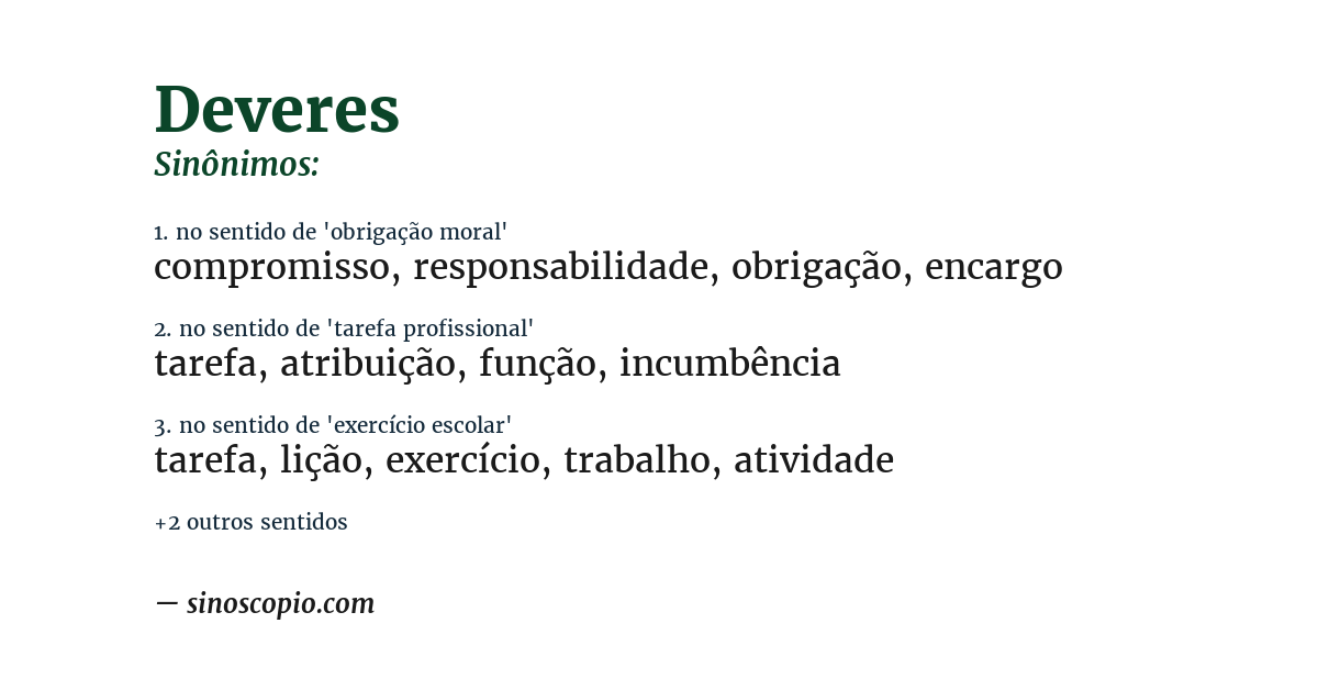Sinônimo de deveres