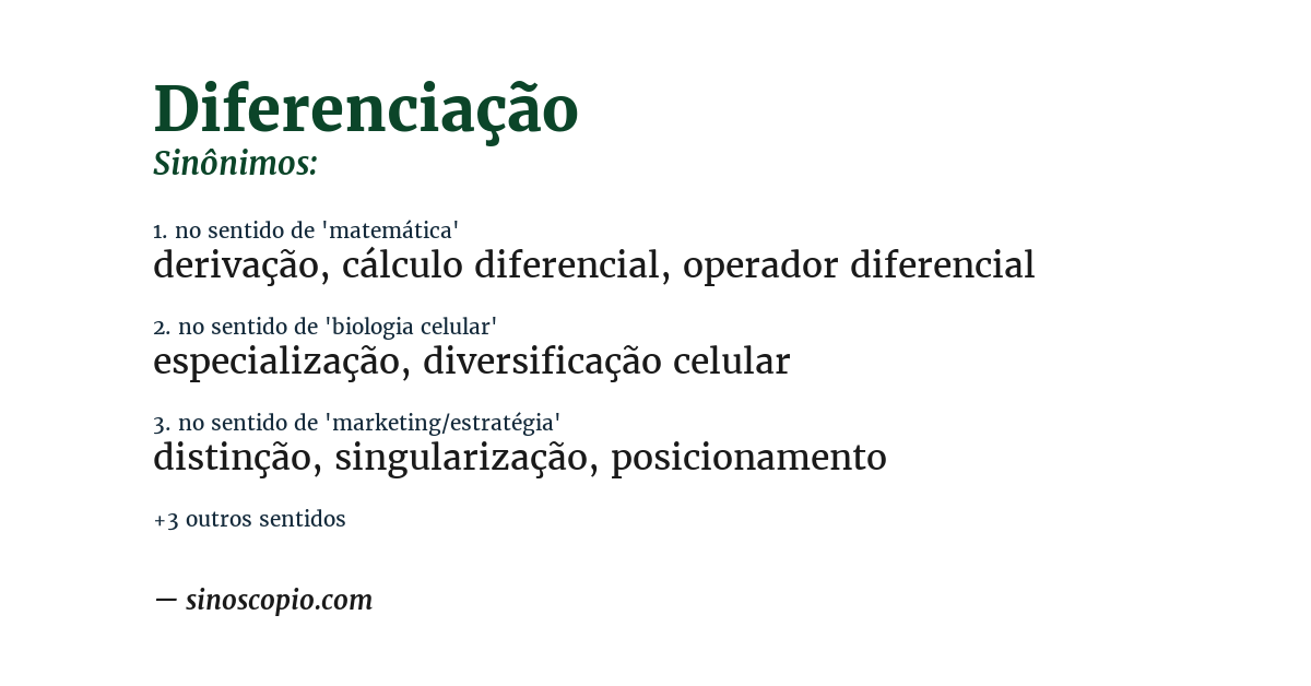 Sinônimo de diferenciação