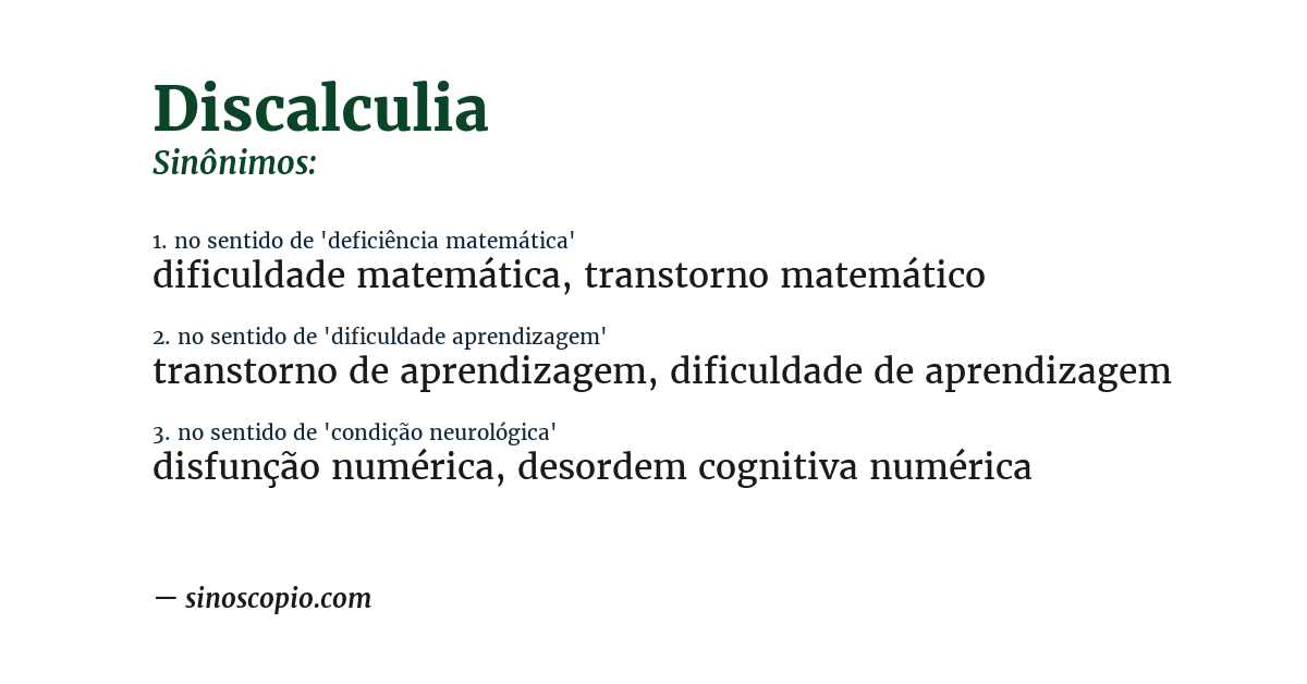 Sinônimo de discalculia