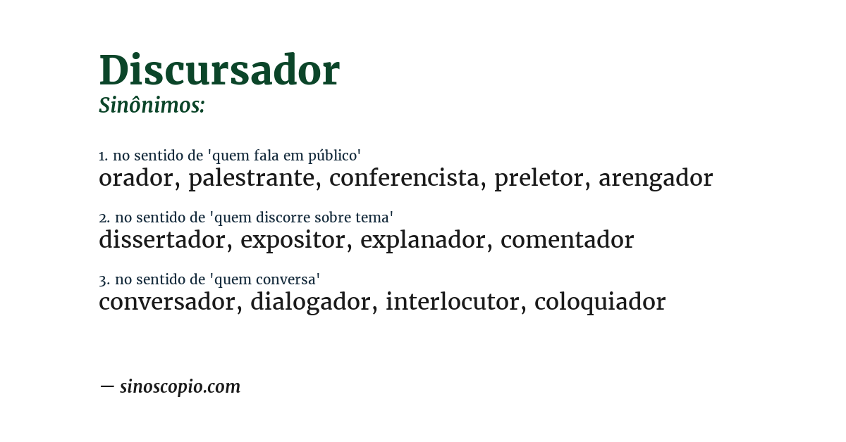 Sinônimo de discursador