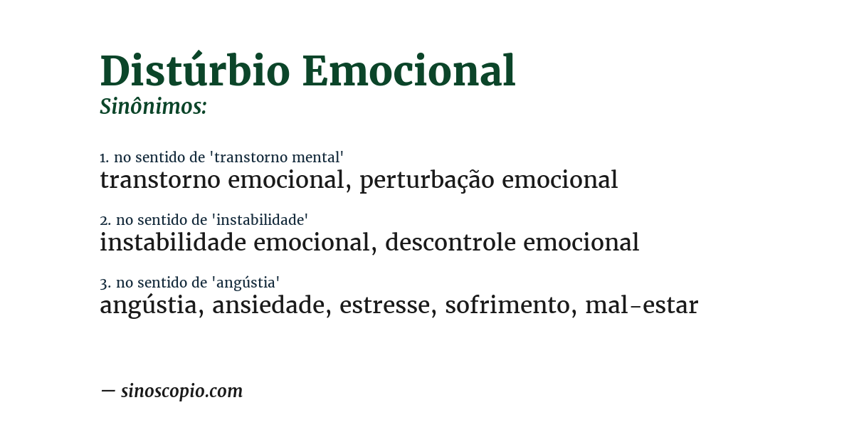 Sinônimo de distúrbio emocional