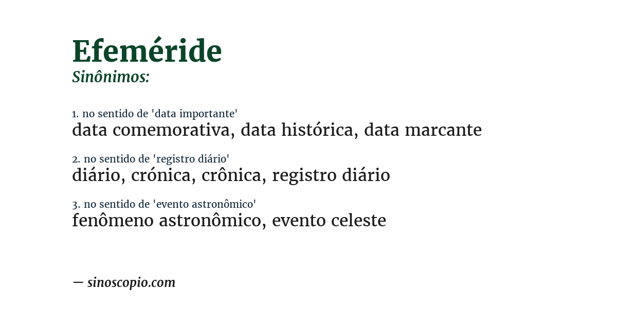 Sinônimo de efeméride