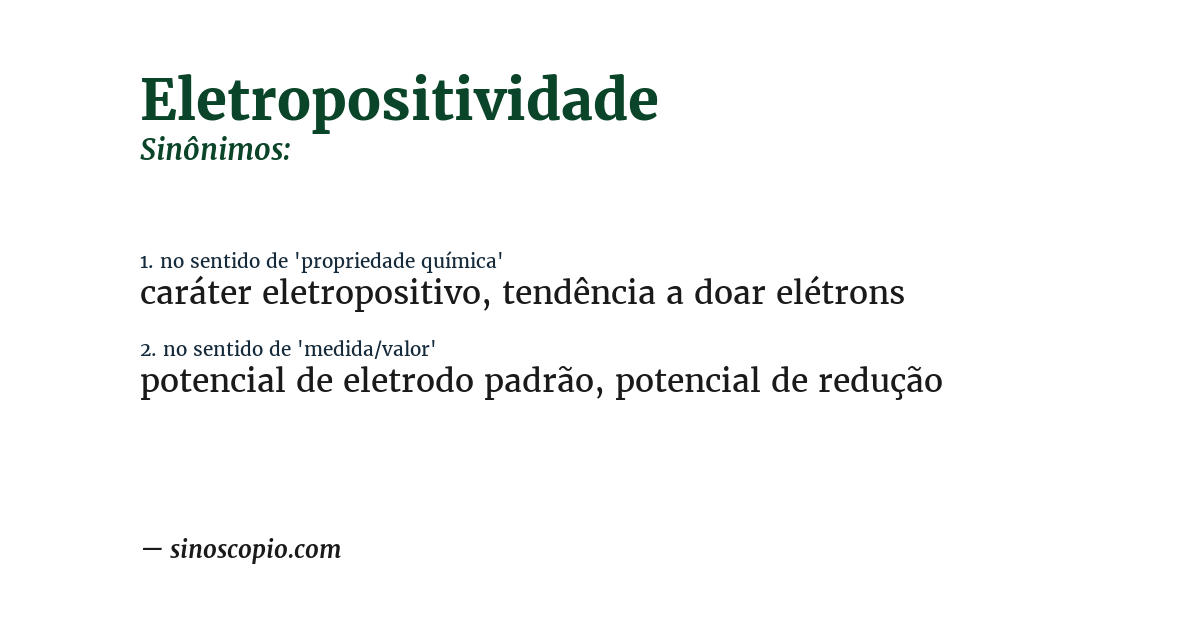 Sinônimo de eletropositividade