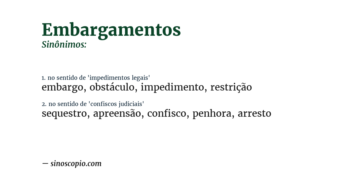 Sinônimo de embargamentos