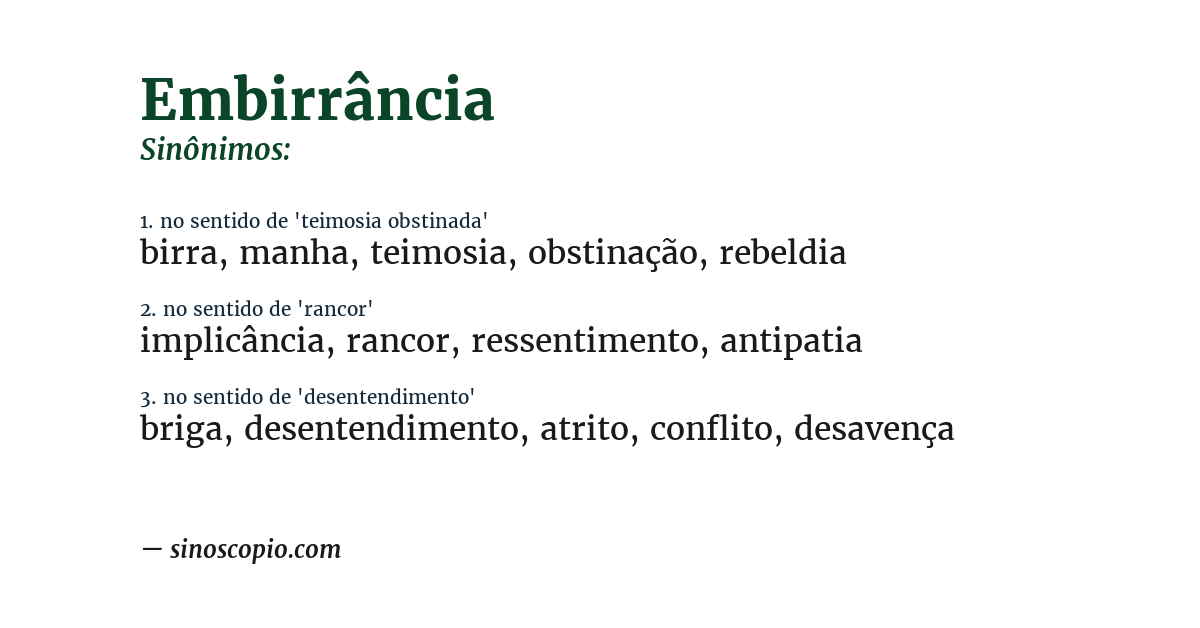 Sinônimo de embirrância