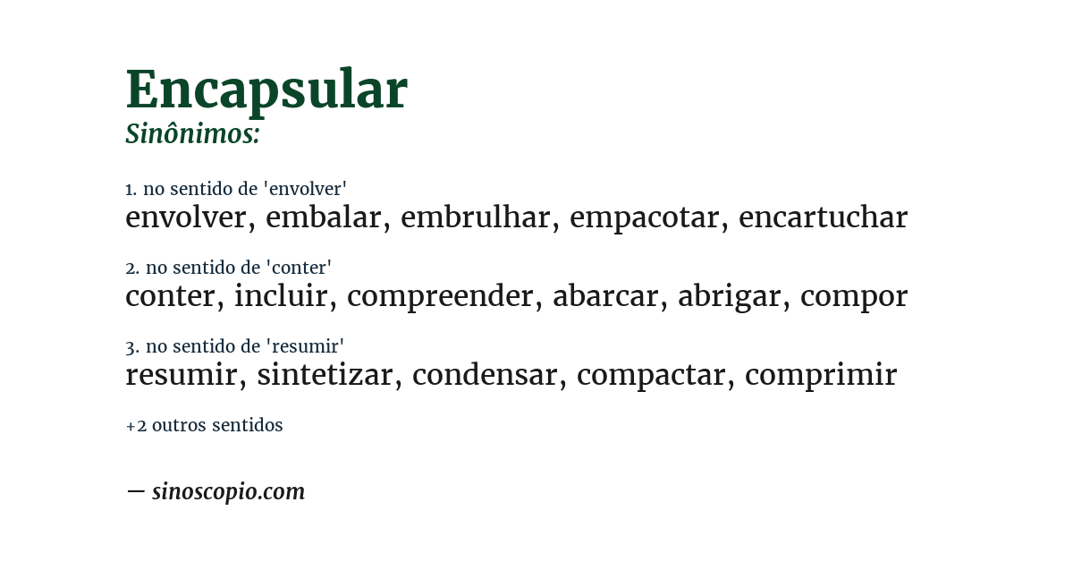 Sinônimo de encapsular