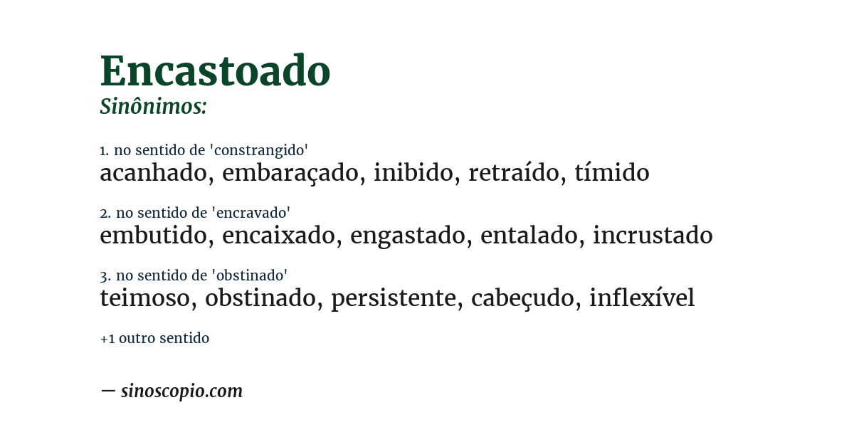 Sinônimo de encastoado