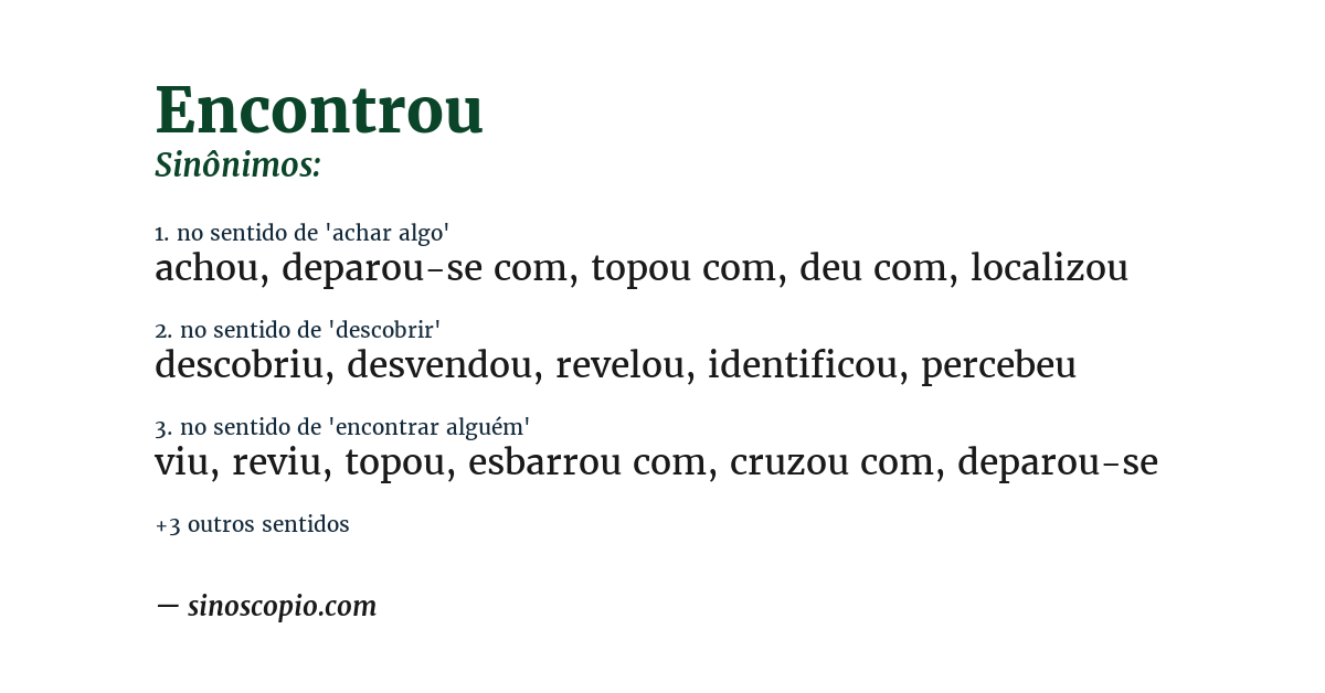 Sinônimo de encontrou