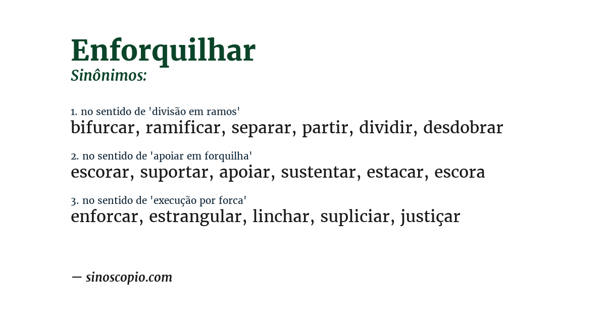 Sinônimo de enforquilhar