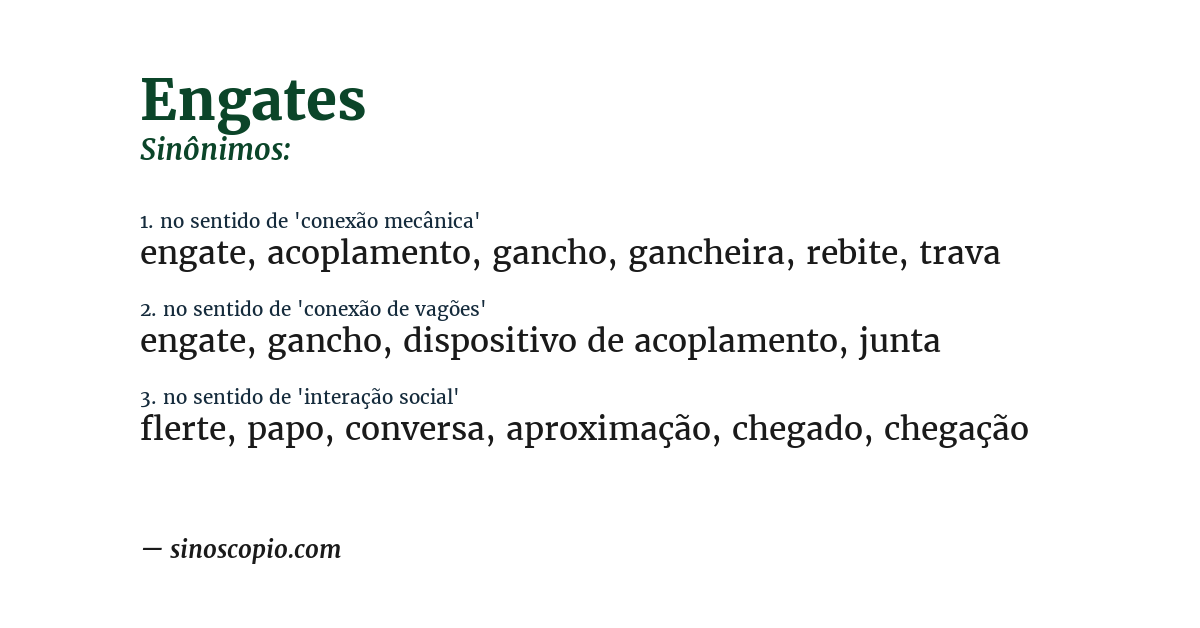 Sinônimo de engates