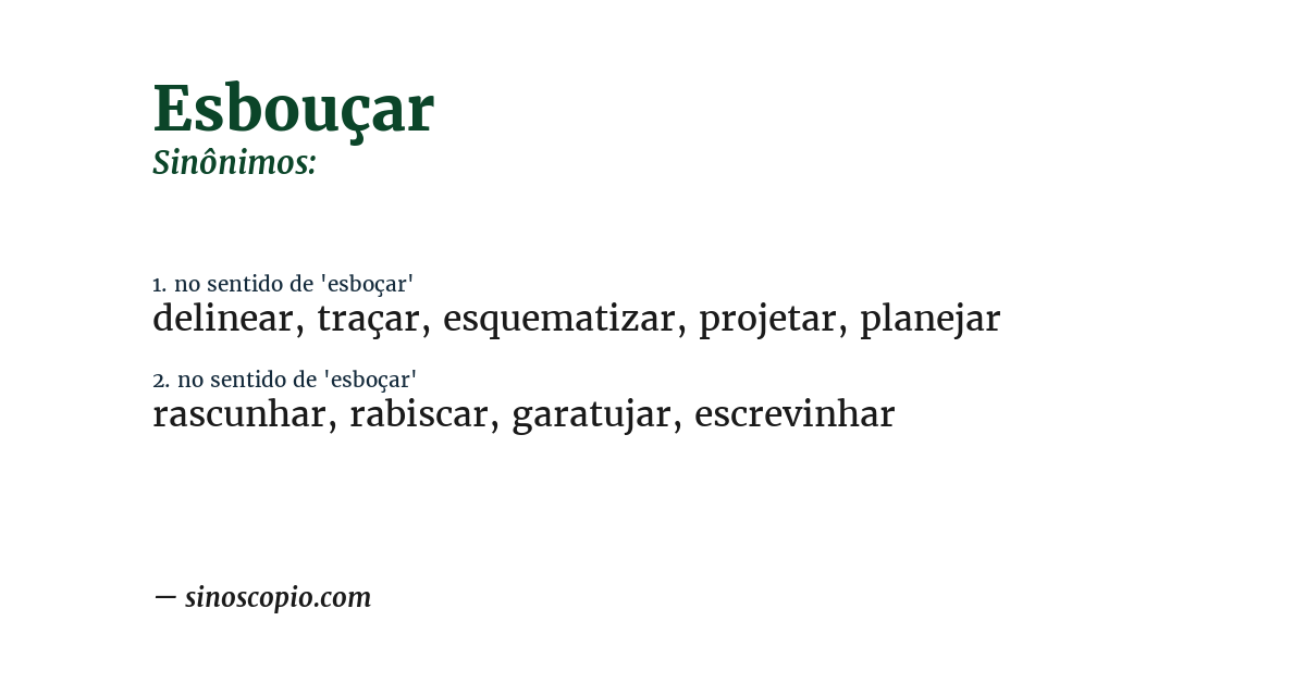 Sinônimo de esbouçar
